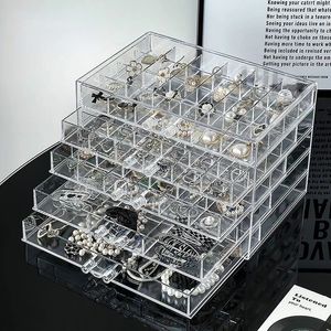 317279120 Grids Earring Earbuds Storage Boxes Acrylic Jewelry Organizer Stackable Nail Art Diamond Display Stand Drawer 240329