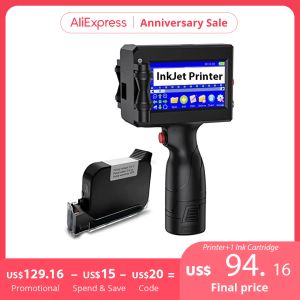 Printers Phezer Impressora Label Printers Handheld Inkjet Printer Machine For Small Business Batch Barcode Number Logo Expiry Date 12.7mm