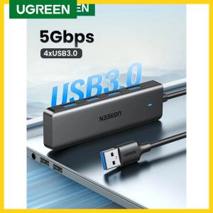 HUBS UGREEN USB 3.0 HUB 4 POTTS USB Hub Slim for Mouse ، لوحة مفاتيح متوافقة مع MacBook Pro Air Laptop PC Xbox PS5 Flitter