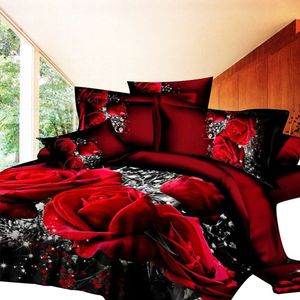 4pcs 3D Big Red Rose Rose Sets Sets Swedd