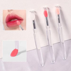 Makeup Borstes 100st Portable Silicone Lip Brush with Cover Soft Moft Multifunktion Applicator Lipstick Lipgloss återanvändbar