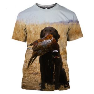 Labrador Duck Hunting Masculino Casual Casual Camisas Impressas de Chocolate 3D