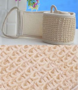 Bath Back Scrubber Loofah Natural Cotton Linen Body Shower Handduk Rengöring Strap Brush Massage Wash Belt Slappna av din rygg3427012