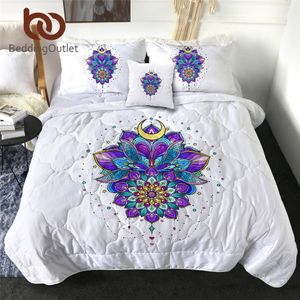 Lettingassingoutlet colorato mandala trapunta viola blu estate di fiori da letto set di aria condizionata con piumino bohémien