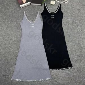 Mode Diamond Tank Kleid Frauen sexy schlanke Kleider Luxus runder Hals ärmellose Rock Hip Wrap Kleid