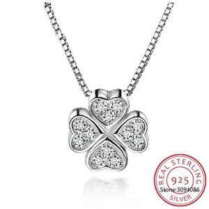 Pendant Necklaces 925 Sterling Silver Jewelry Love Clover Necklaces Pendants Rhinestones Fashion Choker Maxi Necklace Women Collares 240410
