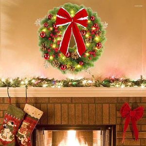 Decorative Flowers Christmas Wreath For Door Year With Red Bows And Balls Wall Decorations Xmas Tree Decoration