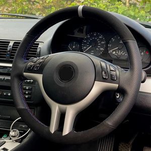 Pokrywy kierownicy dostosuj okładkę samochodu warkocz czarna zamsz skóra do E46 E39 x5 E53 Z3 E36 Akcesoria