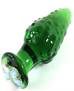 Green Glass Anal Beads Butt Plug i Vuxenspel för par Erotiska anus sexleksaker för kvinnor och Men4323072