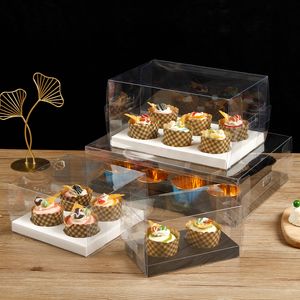 Stobag 5pcs/lote 2/4/6/12 Cavidades transparentes cupcake packaigng caixa