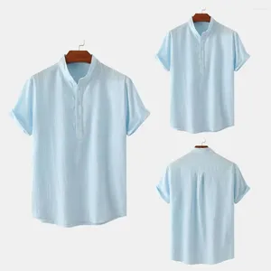 Magliette da uomo uomo camicia casual maglia elegante collare abbottonatura per business spiaggia indossare maniche corta colore solido in forma libera quotidianamente