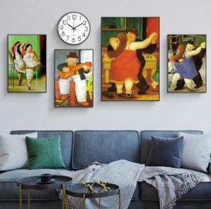 Fernando Botero tarafından komik sanat şişman dansçı çifti tuval resimleri oturma odası duvarı sanat resim dekorasyonu1765674