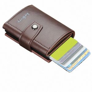 new Busin ID Credit Card Holder Men And Women Metal RFID Vintage Aluminium Box PU Leather Card Wallet Note Carb j87Q#