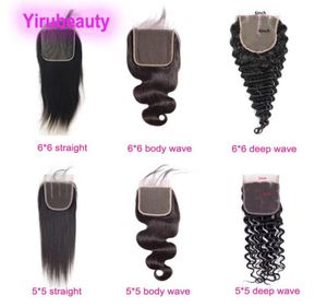 Brazilian Human Hair 55 Lace Closure Straight 6X6 Closures Body Wave Deep Curly 5X5 Virgin Hair Middle Three Part 1624inch5922103