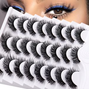 Spesse coppie naturali 12 coppie fluttuanti Fuffy Lashes Mink Soft Light Multilayer Reusibile Multitey Long Curl False Extensions Extensions Beauty Forno