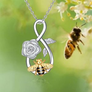 New Personalized Infinite Love Rose Little Bee Colorful Pendant Necklace Animal Jewelry