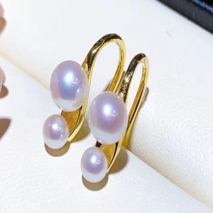 22090502 DiamondBox-Jewelry Earrings Studs de orelha, também conhecidos como Pearl Sterling 925 Silver Simples Hook 3 5-4mm 5-6 mm Pingente duplo redondo 18k 199n