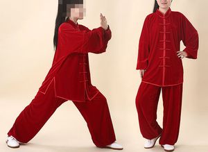 UNISEX Autunnowinter addensato Velveteen Taiji Suit Martial Arts Performance Clothing Malefemale Kung Fu Tai Chi uniformi