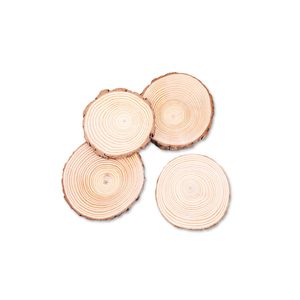Aromljusdekor-naturlig tall runda oavslutade träskivor cirklar med trädbark timmer skivor diy hantverk bröllopsfest målning