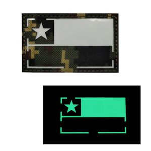 Embroidered Infrared Reflective Pvc Rubber Appliques Glow In Dark Sticker Patch Chile Flag Tactical Patch Badge For Uniform