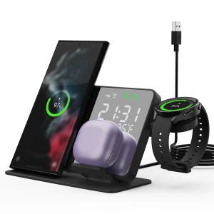 Carregadores carregando 3 em 1 carregador sem fio para Samsung Watch 5/Buds/Galaxy S21 S22 Ultral Wireless Charger Stand para Samsung Chargers