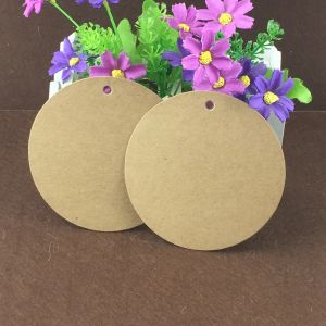 100 st tomta runda storstorlek Hang Tag Circle Brown Kraft Paper Material Hang Taggar Acceptera anpassningsbara