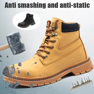 Boots Hightop Boots Safety Shoes Men Work Industrial Steel Head Ankle Protection Antismash Stabproof Male Mocrofiber Leather Shoes