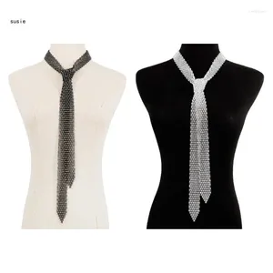 Bow Ties x7ya Bling Long Scalf Neckerchiefs Rhinestones krawat naszyjnik Choker dla kobiet biżuteria