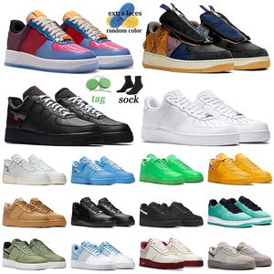 Air Forces 1 af1 NIKE Airforce one Travis Scott Off White clássico 1 para uma plataforma sapatos de corrida e tênis 1s ts triplo branco mens mulheres designer 【code ：L】