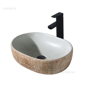 Moderna badrumssänkor Enkla toaletttvättbassänger Ljus lyxigt kök fixtur oval tvättbassäng badrum keramik ovanför bassängen