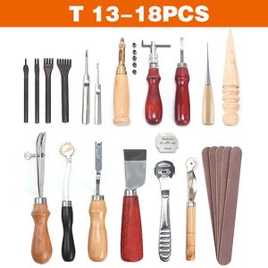 QJH7/13/18/26/28/30/37/44/54PCS Professional Leather Craft Tool Kit Hand Sewing Stitching Punching Kit Carving Work Accessories
