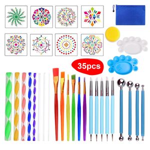 35pcs DIY Mandala Dotting Tools, предназначенные для рисования каменного камня мандала трафаретная шаблона для краски набор для краски для краски