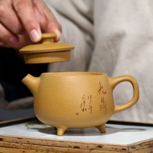 Chinese Yixing Authentic Tea Pot Handmade Purple Clay Teapot Raw Ore Green Bean Mud Kettle Tea Ceremony Customized Gifts 200ml