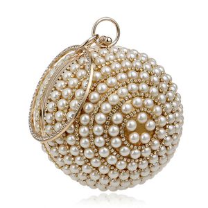 Circular Design Women Evening Bags Beading Party Wedding Day Clutch Diamonds Handle Ball Handbags Chain Purse