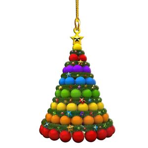 2022 2D Wood Christmas Tree Decorations Bird Parrot Rooster Cows Book Colored Balls Xmas Tree Ornaments Home Decor New Year Gift