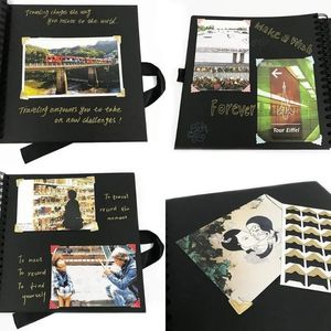 2024 80 Black Pages Memory Books Diy Craft Fotoalbum Klippbok Cover Binder Photocards for Wedding Jubileum Xmas Gift Photocard