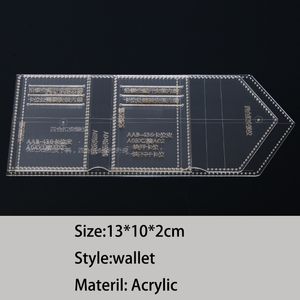 1Set Sewing PattermAcrylic Fold Wallet LeatherテンプレートDIYレザークラフトウォレット財布ステンシルパターン13*10*2cm