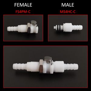 3/16 1/4 Hose Barb Valved In-Line Coupling Insert Panel Mount Coupling Body Male Female Quick Shut-Off Hose Joint Tube Connector