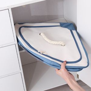 Corner Oxford Frame Storage Box Fabric Clothing Bag with Handle Foldable Closet Bin for Clothes Bedding Ziplock Organizer TJ7345