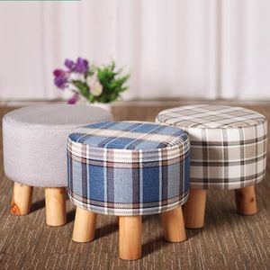 28x25 cm rund Taborethocker Holz Schlafzimmer Essmöbel Schuh Rack Footstool Weiche Pouf Beach Ottoman Make -up Stuhl (4 Beine)