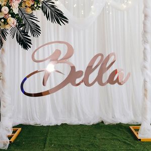 Anpassad rosguldnamn Sign Personlig akrylnamn Bröllopsskyltar BabyShower Party Decor Backdrop Hanger