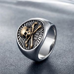 Gothic 322 Piratenschädel Männer Ring Punk 14K Gold Biker Schädel Ring Mode Schmuck Geschenk Dropshipping Store