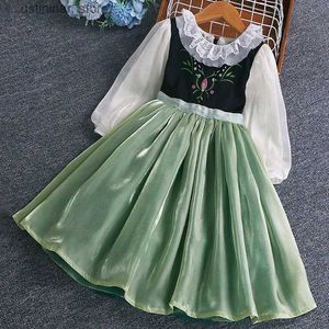 Mädchenkleider Kleidung für neue Kinder Sommer 2023 Qualität koreanischer Stil Anna Baby Girls One Piece Prinzessin Sundress Dress Up Girl Green Party L47