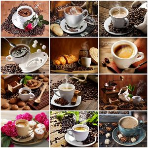 Huacan 5d Diamond Malerei Kaffeetasse Diamant Kunst Mosaik Stickboden Kaffeebohnen Landschaft Home Decory Dekoration