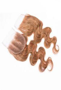 Brezilyalı Remy Saç Dantel Kapatma 7a 27 Bal Sarışın İnsan Saç Vücut Dalga Dantel Topper Saç parçaları 4x4 İsviçre Dantel Kapatma1015300