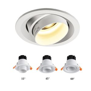 Downlights Zoom Beam Angle Ajustável 15 45 60 graus COB LED Downlight Robled 10W Luz de 12w 15W de teto para imagem Backg297L