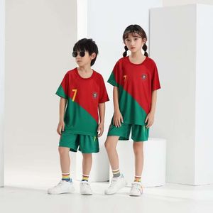 Soccer Jerseys 22-23 World b Portugal Home No. 7 c Ronaldo National Football Jersey Set Kids' Clothing Digital Print