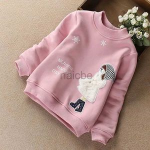 T-shirts Girls Bottoming Shirts Spring and Autumn Teenagers Childrens Long-Sleeved Sweaters Cotton Cartoon Tops Kids Clothes 240410