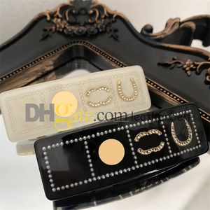 Strassbrief Haarklammern Gold plattiert Blumen Haar Barrettes Frauen Mädchen quadratische Haarnadel Designer Acryl Barrette