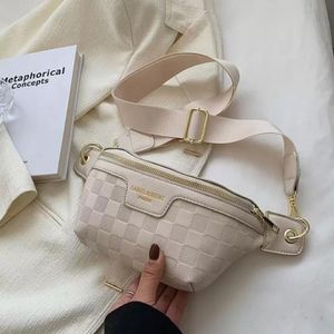 Kadın Tasarımcılar Zarif Ekose PU Deri Yeni Bel Çantaları Kadınlar İçin Bel Paketleri Şık Fanny Pack Geniş Kayış Crossbody Göğüs Çantası G2277J